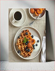 Πίνακας, Delicious Breakfast with Waffles Νόστιμο πρωινό με βάφλες