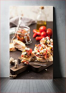Πίνακας, Delicious Bruschetta with Fresh Toppings Νόστιμη μπρουσκέτα με φρέσκα καλύμματα