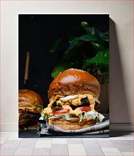Πίνακας, Delicious Burger Close-up Κοντινό πλάνο Delicious Burger
