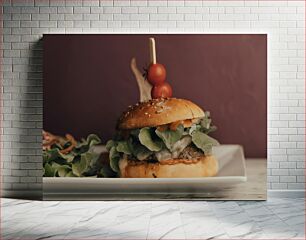 Πίνακας, Delicious Burger with Fresh Vegetables Νόστιμο Burger με φρέσκα λαχανικά