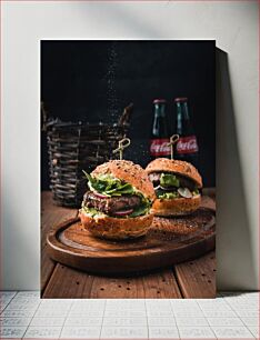 Πίνακας, Delicious Burgers with Cola Νόστιμα μπιφτέκια με κόλα