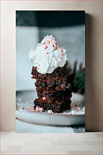 Πίνακας, Delicious Chocolate Brownie with Whipped Cream Λαχταριστό Brownie σοκολάτας με σαντιγί