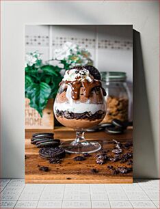 Πίνακας, Delicious Chocolate Dessert with Cookies Λαχταριστό επιδόρπιο σοκολάτας με μπισκότα