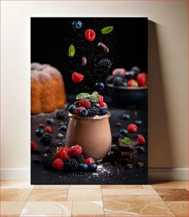 Πίνακας, Delicious Dessert with Berries and Chocolate Νόστιμο επιδόρπιο με μούρα και σοκολάτα
