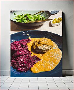 Πίνακας, Delicious Meal with Salad and Olives Νόστιμο γεύμα με σαλάτα και ελιές