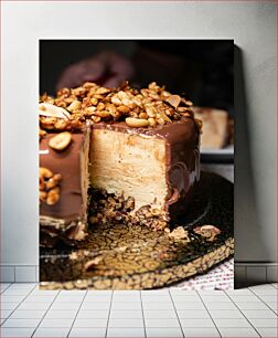 Πίνακας, Delicious Peanut and Chocolate Cake Νόστιμο κέικ με φιστίκια και σοκολάτα