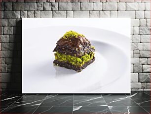 Πίνακας, Delicious Pistachio Chocolate Dessert Νόστιμο επιδόρπιο σοκολάτας φιστίκι