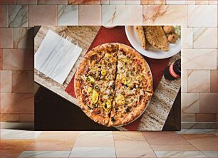 Πίνακας, Delicious Pizza on a Table Νόστιμη πίτσα σε ένα τραπέζι