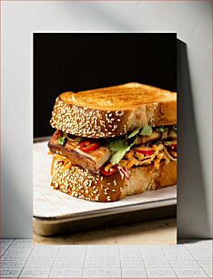 Πίνακας, Delicious Sandwich on Sesame Bread Νόστιμο σάντουιτς με σουσάμι