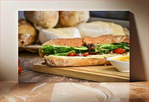 Πίνακας, Delicious Sandwich with Fresh Ingredients Νόστιμο σάντουιτς με φρέσκα υλικά
