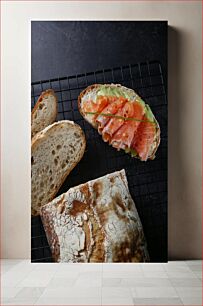 Πίνακας, Delicious Sandwich with Smoked Salmon Νόστιμο σάντουιτς με καπνιστό σολομό