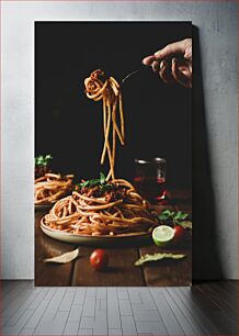 Πίνακας, Delicious Spaghetti with Tomato Sauce Λαχταριστά μακαρόνια με σάλτσα ντομάτας
