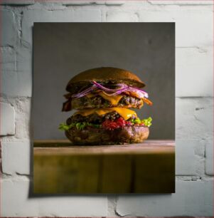 Πίνακας, Delicious Stacked Burger Νόστιμο στοιβαγμένο μπιφτέκι