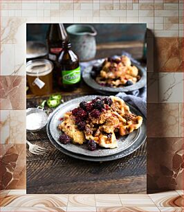 Πίνακας, Delicious Waffles with Berries Λαχταριστές βάφλες με μούρα