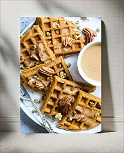 Πίνακας, Delicious Waffles with Pecans Νόστιμες βάφλες με πεκάν