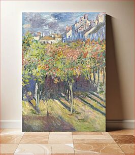 Πίνακας, Depicted place: Le cours du 14 juillet vu de la maison de Claude Monet. (48°55′53′′N 2°02′06′′E)