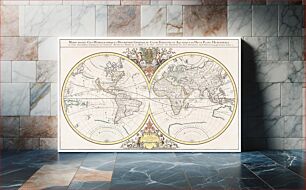 Πίνακας, Description generale du globe terrestre et aquatique en deux-plans-hemispheres (1691) by Alexis-Hubert Jaillot and Nicolas Sanson
