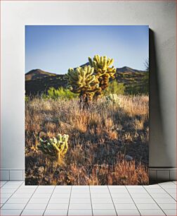 Πίνακας, Desert Landscape with Cacti Έρημο Τοπίο με Κάκτους