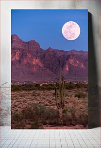 Πίνακας, Desert Landscape with Full Moon Έρημο Τοπίο με Πανσέληνο