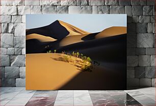 Πίνακας, Desert Landscape with Golden Sand Dunes Έρημο Τοπίο με Χρυσούς Αμμόλοφους