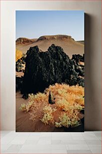 Πίνακας, Desert Landscape with Rocks and Vegetation Έρημο Τοπίο με Βράχους και Βλάστηση