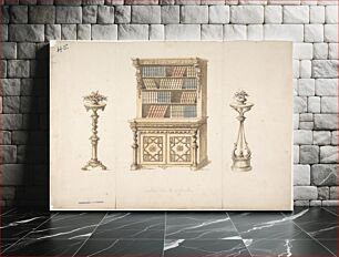 Πίνακας, Design for a Cabinet-Bookcase and Two Stands for Flowers