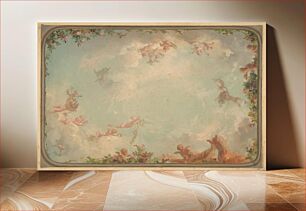 Πίνακας, Design for a ceiling painted with putti in clouds with roses by Jules-Edmond-Charles Lachaise and Eugène-Pierre Gourdet