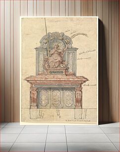 Πίνακας, Design for a Chimneypiece with a Personification of Virtue by Anonymous, German, 17th century