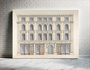 Πίνακας, Design for a City Building with Three Shops on the Ground Floor by Anonymous, British, 19th century