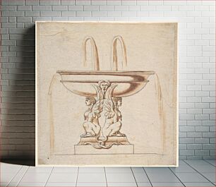 Πίνακας, Design for a Fountain: Bowl Supported by Two Sphynxes, Anonymous, Italian, Bolognese 18th century artist