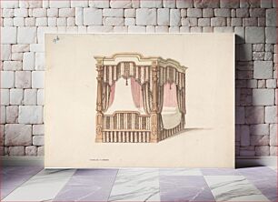 Πίνακας, Design for a Four-poster Bed with Pink, Brown and White Draperies