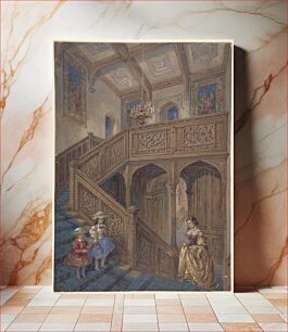 Πίνακας, Design for a Jacobean-style Staircase (recto); Architectural Element Design (verso) by Matthew Digby Wyatt