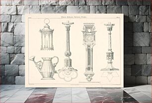 Πίνακας, Design for a lantern, kettle, clock, candlesticks (from the gewerbe kunstblatt series)