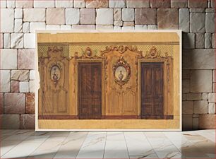 Πίνακας, Design for a room with double doors decorated with garlands of fruit and flowers, scrolls, and lattice work