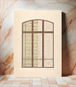 Πίνακας, Design for an arched stained glass window, showing two alternative patterns by Jules Edmond Charles Lachaise and Eugène Pierre Gourdet