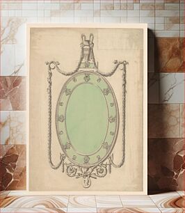 Πίνακας, Design for an Oval Mirror, Surmounted by an Urn and Draped with Neoclassic Swags