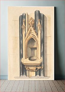 Πίνακας, Design for baptismal font set between paired Purbeck marble columns by attributed to Auguste Charles Pugin
