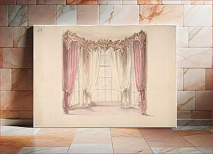 Πίνακας, Design for Pink Curtains and White Inner Curtains, with a Gold, White and Pink Pediment, Anonymous, British, 19th century
