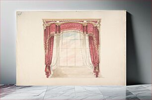 Πίνακας, Design for Red Curtains with Gold Fringes and Gold and White Pediment