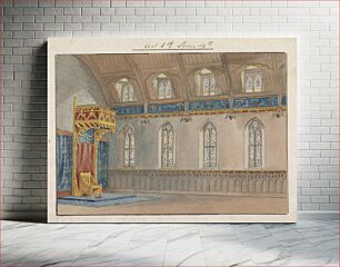 Πίνακας, Design for Setting of Charles Kean's Richard II at the Princess's Theatre on March 12, 1857, Act 5, Scene 4