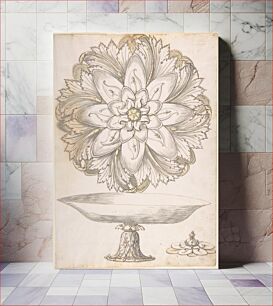 Πίνακας, Design for Single Footed Dish with Cover Shaped like Flower and Foliage by Erasmus Hornick
