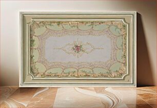 Πίνακας, Design for the painted decoration of a ceiling with a trompe l'oeil canopy and roses by Jules Edmond Charles Lachaise and Eugène Pierre Gourdet