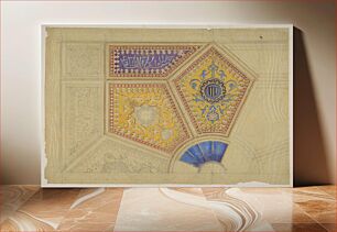 Πίνακας, Design for the painted decoration of a coffered ceiling by Jules Lachaise and Eugène Pierre Gourdet