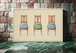 Πίνακας, Design for Three Chairs, Jean Dmosthne Dugourc