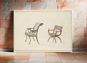 Πίνακας, Design for Two Chairs by Jean Démosthène Dugourc, French, 1749–1825