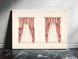 Πίνακας, Design for Two Red Fringed and Tasseled Curtains Hanging from Rods, Anonymous, British, 19th century