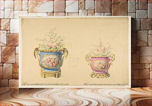 Πίνακας, Design for Two Sèvres Porcelain Flower Pots, Anonymous, French, 19th century