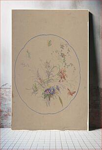Πίνακας, Design of Flower Sprays and Butterflies, Anonymous, Italian, 19th century