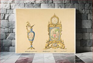 Πίνακας, Designs for an Ewer and Clock, Anonymous, French, 19th century