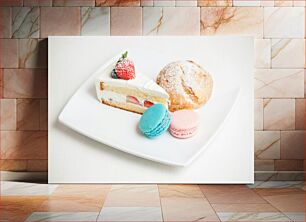 Πίνακας, Dessert Plate with Pastries and Macarons Επιδόρπιο πιάτο με αρτοσκευάσματα και μακαρόν